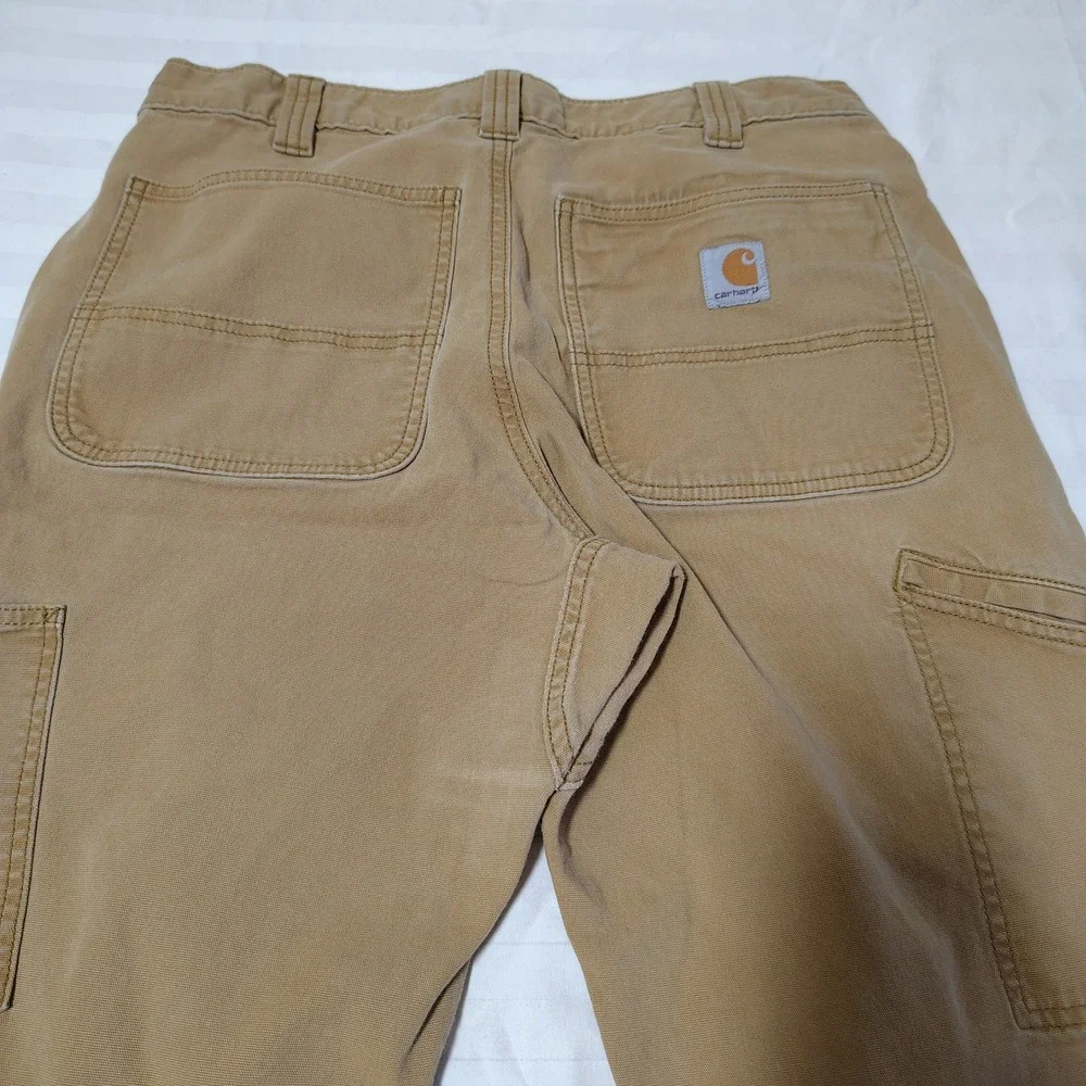 Carhartt Pants Mens 33x32 Brown Rugged Flex Double Front Canvas Utility Workwear